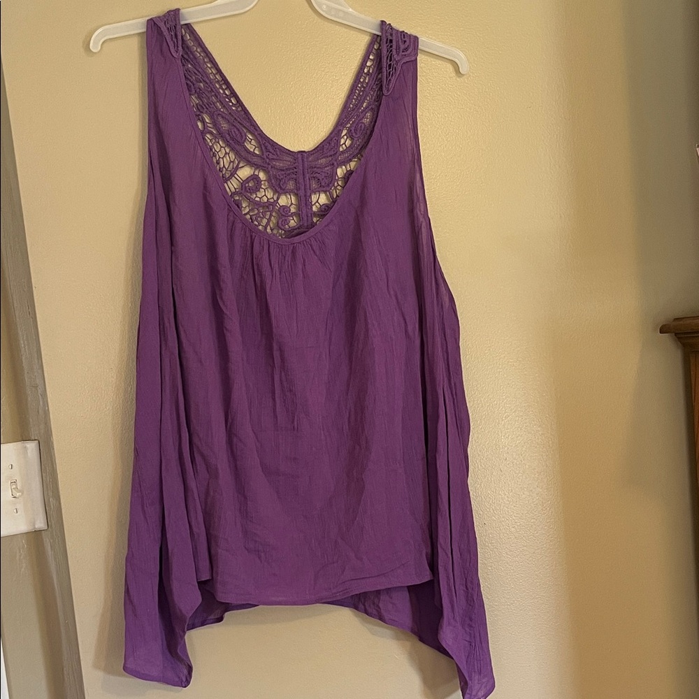 Purple Lace-Back Women's Top